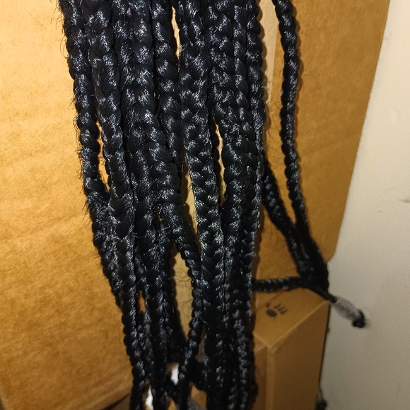 Handmade Black Long Braided Wig with Beads - Picture 11 of 11
